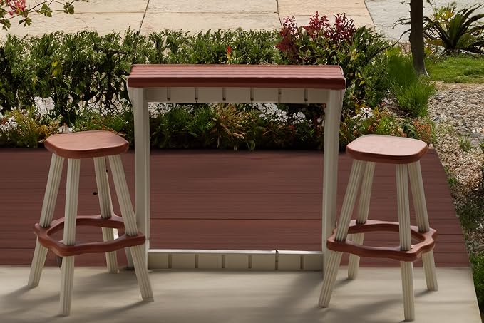 Single Bar Set Includes 2 Barstools Redwood Top & Warm Grey Base Ideal - Image 3