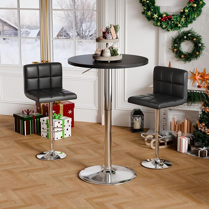 Flamaker Round Bistro Pub Table 23.6 Inch Height Adjustable 360° Swivel Bar - Image 2