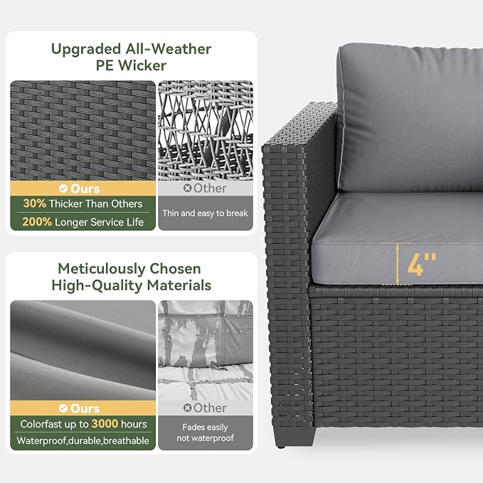 Aoxun Patio Furniture Set with Fire Pit Table, 6 Piece Outdoor Furniture Set - Image 3