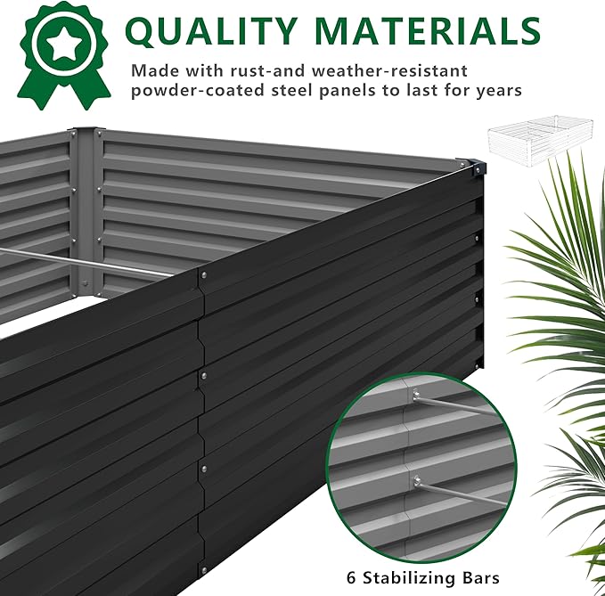 12x2x1.5FT Galvanized Raised Garden Bed, Vegetable Boxes-Rectangle Metal Flower - Image 4