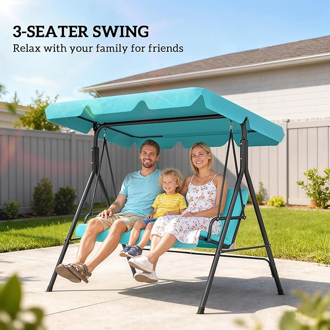 Outsunny 3-Seat Outdoor Patio Swing Chair - Image 5
