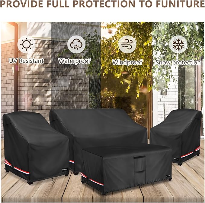 Rileytee Patio Furniture Set Covers, Fit Patio Loveseat, Chair and Coffee - Image 7