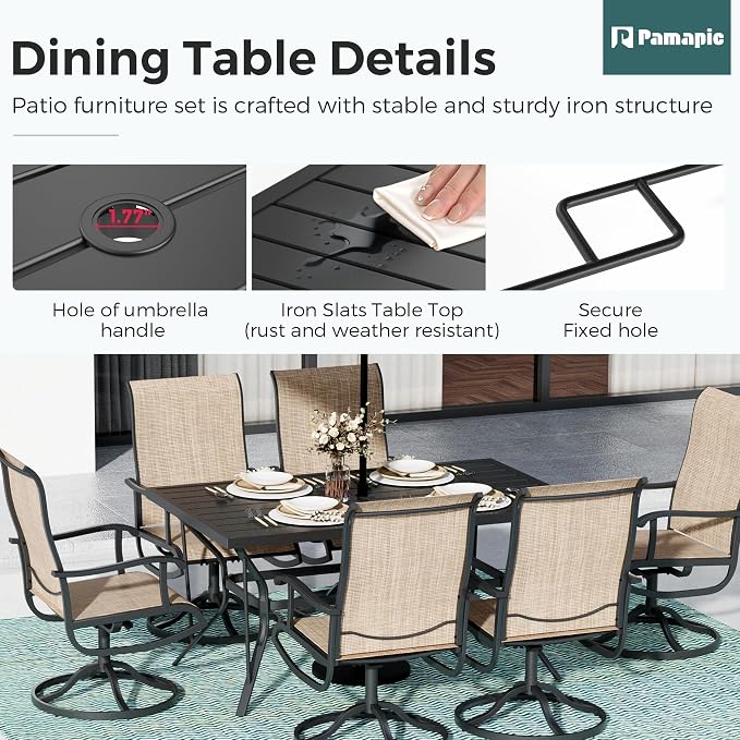 7-Piece Outdoor Dining Set, Patio Furniture Set - Image 6