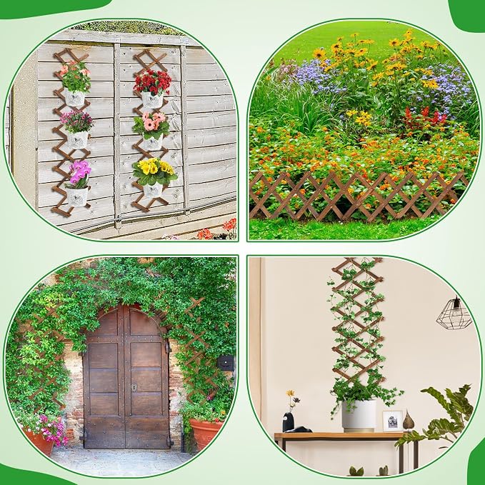 Pack of 2 Extra Thick Wooden Wall Trellis- Expandable Wall Planter Lattice - Image 7
