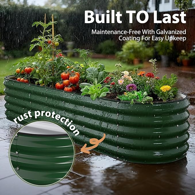 8x2x1.5 ft Galvanized Steel Raised Garden Bed, Raised Garden Bed Kit, - Image 5