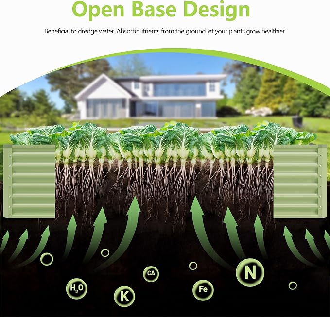 8x4x2FT Galvanized Raised Garden Bed, Galvanized Planter Boxes Outdoor - Image 2