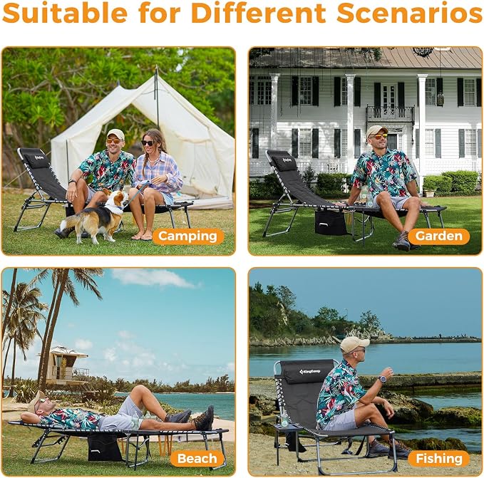 KingCamp Oversize Lounge Chair Outdoor, Extra Large Padded Folding 5 Positions - Image 9