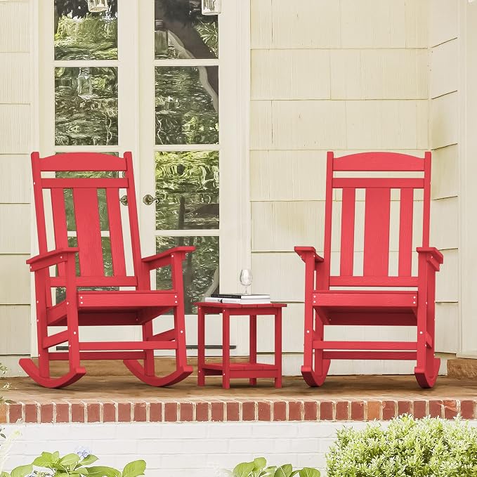LUE BONA Outdoor Rocking Chairs Set of 4, HDPS Porch Rocker - Image 8