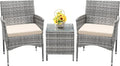 Devoko 3 Pieces Patio Furniture Sets Clearance PE Rattan Wicker Chairs by DEVOKO