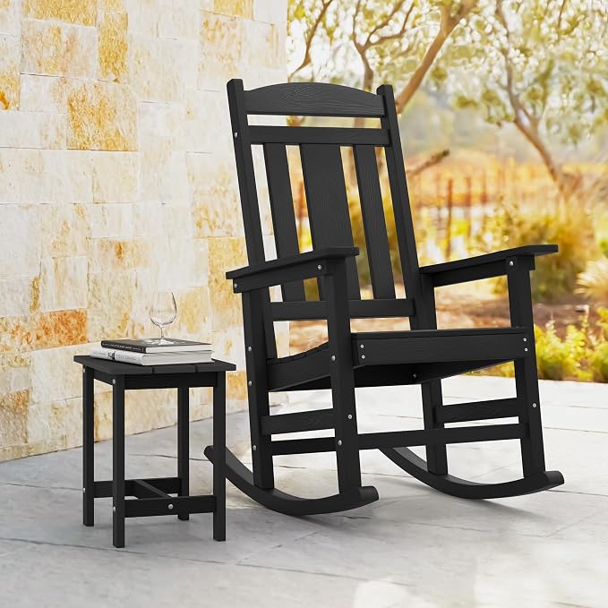 LUE BONA Outdoor Rocking Chairs Set, HDPS Poly Porch Rockers - Image 4
