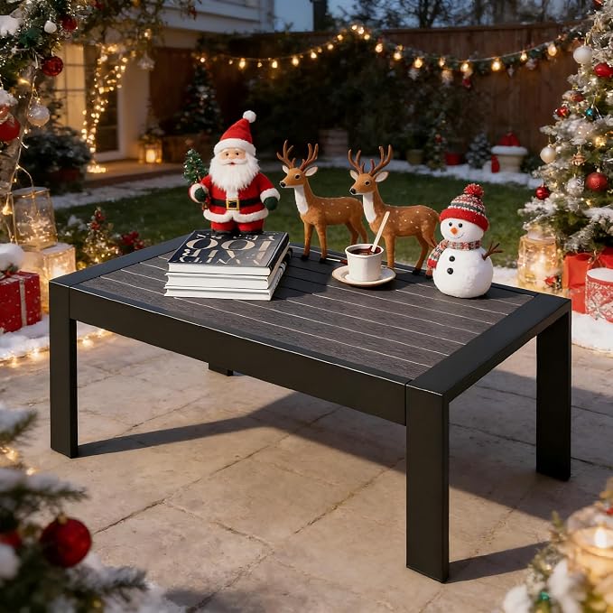 All-Weather Aluminum Outdoor Coffee Table, Modern Coffee Table - Image 6