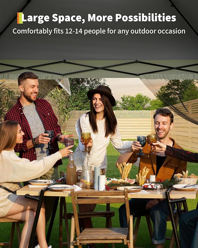 Canopy Tent 13x13 ft, Pop Up Gazebo One-Push Setup - Image 6