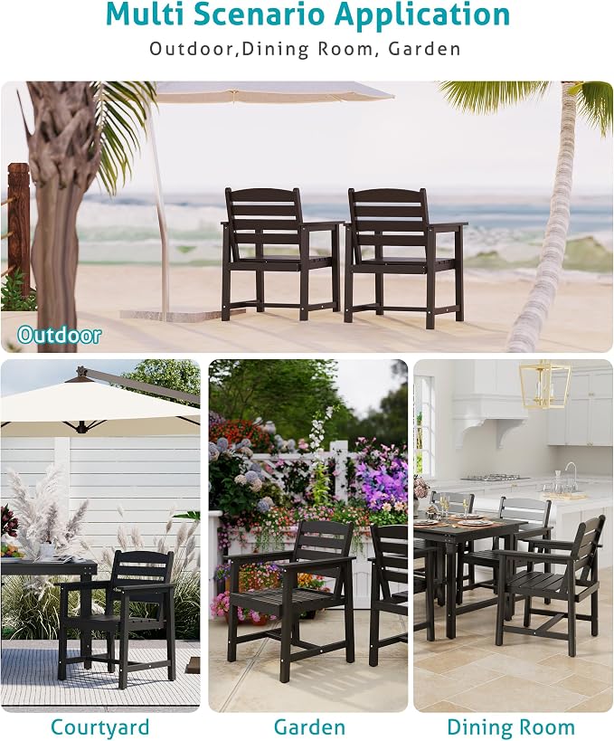 Anbuy Patio HDPE Dining Table Sets, Patio Dining Chairs Set of 2 - Image 6