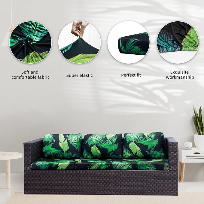 8Pcs Stretch Patio Cushion Covers, Outdoor Couch Covers Replacement, Outdoor - Image 3