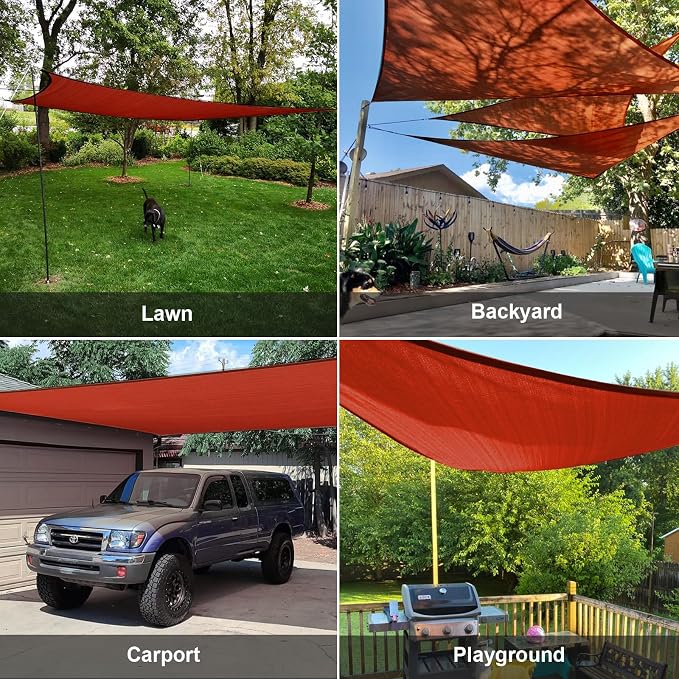 SUNLAX Custom Size 10'x15'x18' Red Sun Shade Sail Right Triangle UV Block - Image 7