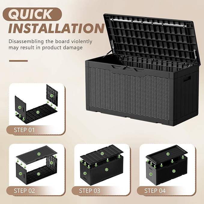 Devoko 100 Gallon Deck Box, Waterproof Outdoor Storage Box - Image 4