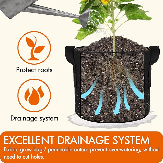 Gardzen 6-Pack 15 Gallon Grow Bags, Aeration Fabric Pots - Image 4