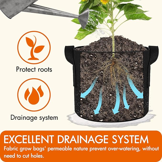 Gardzen 10-Pack 2 Gallon Grow Bags, Aeration Fabric Pots - Image 5