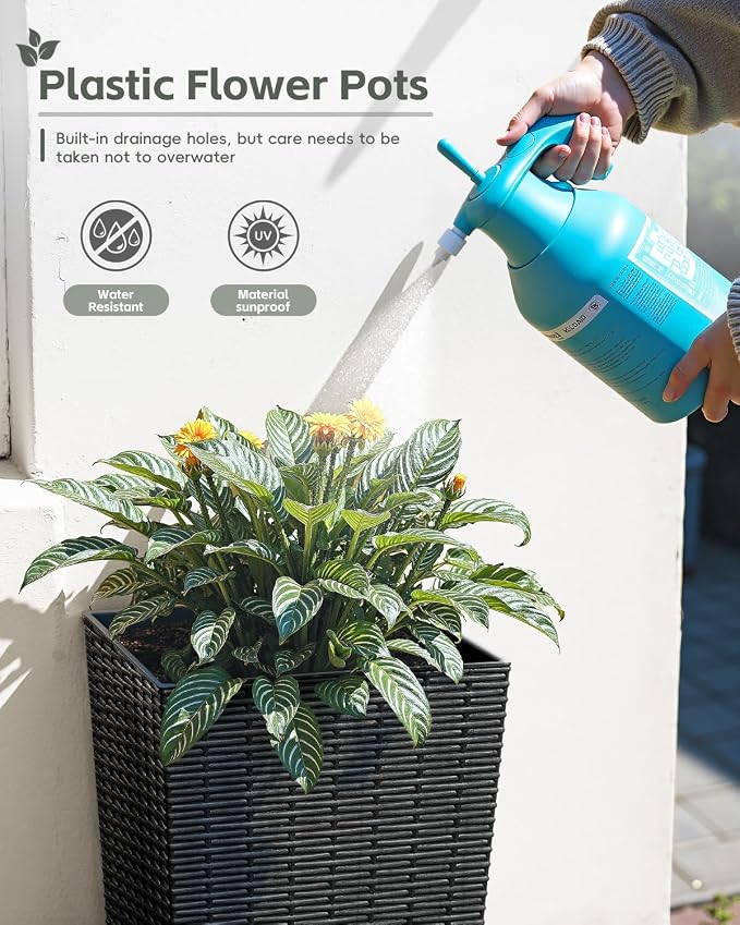 Greesum Set of 2 Tall Plastic Planters - Image 2