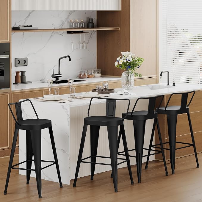 Aklaus Metal Bar Stools Set of 4 Counter Height Bar Stools - Image 6