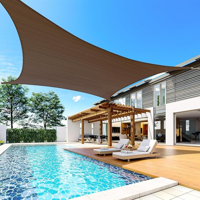 Quictent 20X20FT 185G HDPE Square Sun Shade Sail Canopy 98% UV Block Outdoor - Image 9