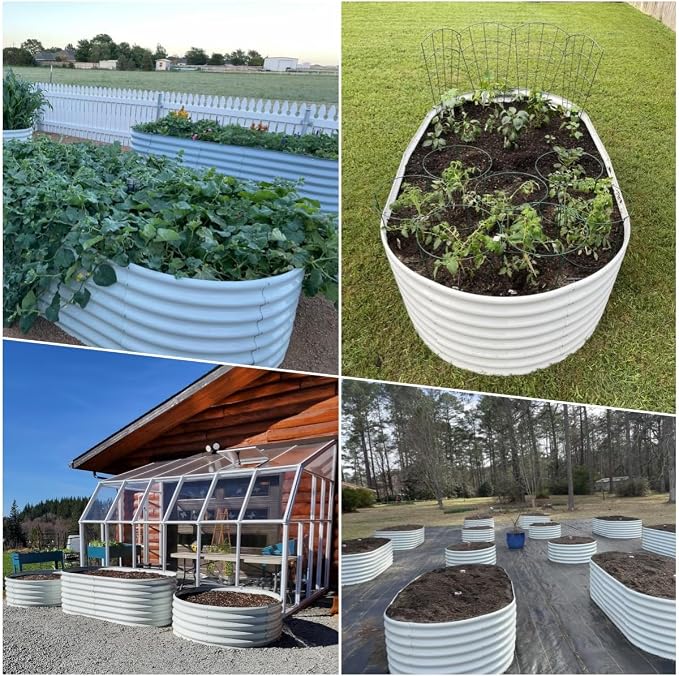 A ANLEOLIFE 12-Set 8X4X2 ft Galvanized Raised Garden Bed Kit, Oval Metal Deep - Image 9
