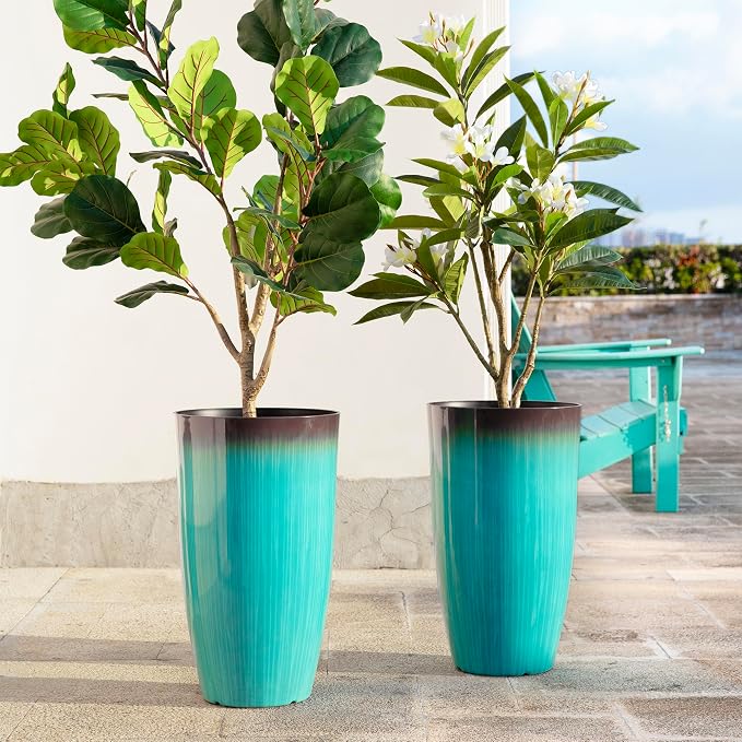 Glitzhome 23.5" H Tall Outdoor Planter, Large Flower Pots - Image 5