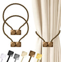 Hion Magnetic Curtain Tiebacks Dark Brown 2pcs, Curtain Tiebacks Buckles by Hion