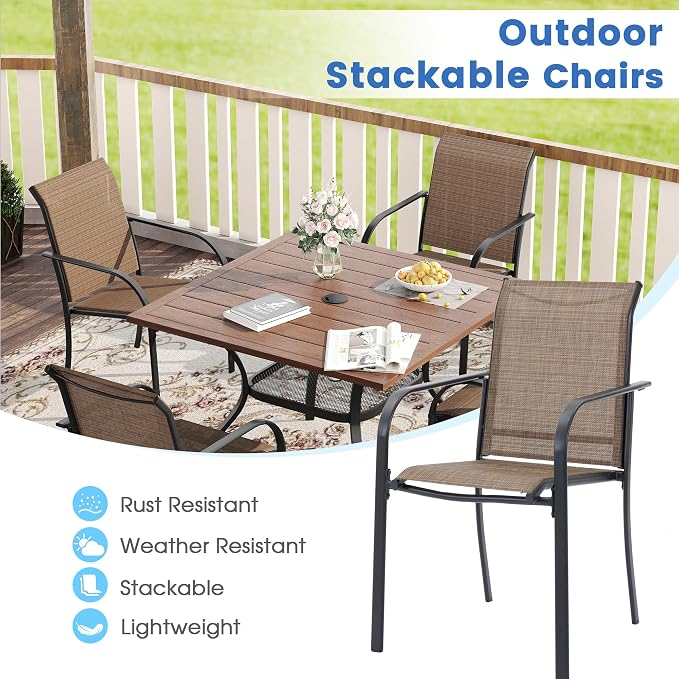 VICLLAX 5 Pieces Patio Dining Set, Outdoor Furniture Set Includes 1 Square - Image 4