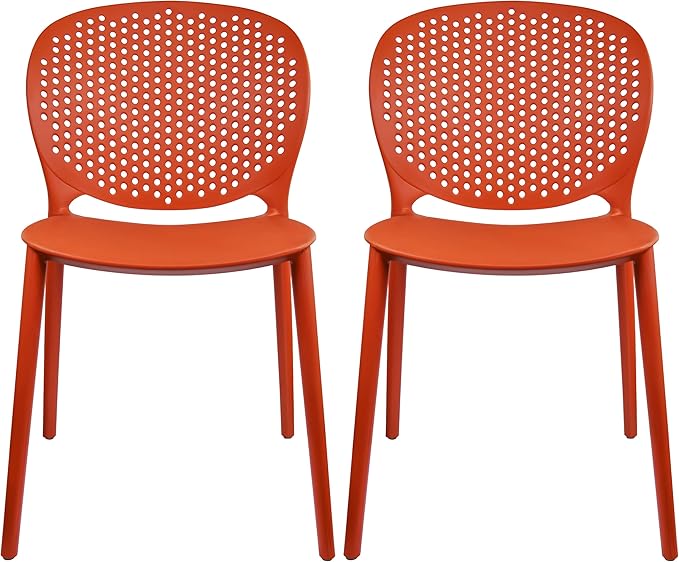 2xhome Set of 2 Patio Dining Chairs | Modern Stackable Outdoor Pool Side Chair by 2xhome