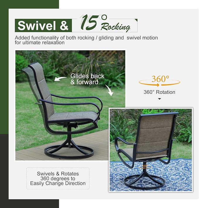 Sophia & William Patio Dining Set 5 Pieces, 4 x Patio Dining Chairs Textilene - Image 2