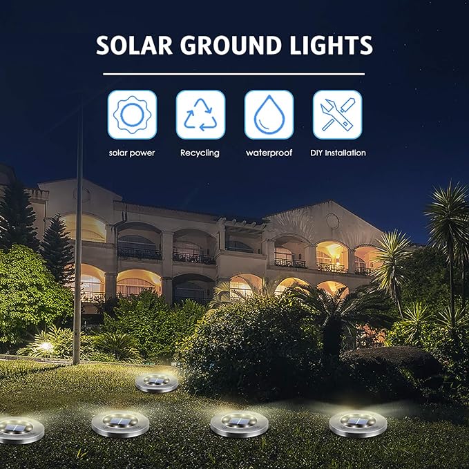 Solar Ground Lights 16 Packs, Garden Solar Outdoor Waterproof Pathway Bright - Image 6