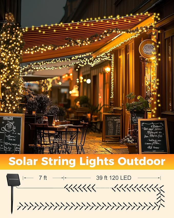 Brightown 2 Pack Solar String Lights Outdoor Waterproof, 92Ft 240 LED Solar - Image 9