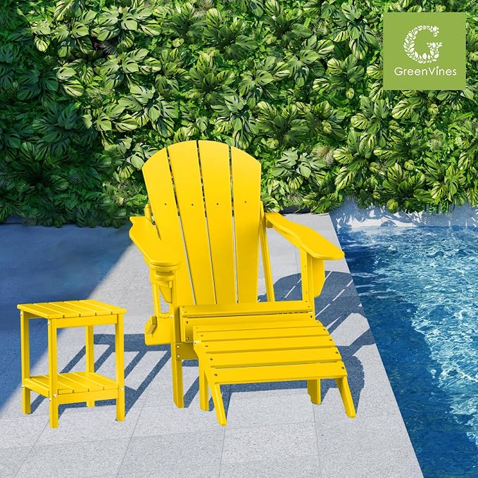 GREENVINES Adirondack-Outdoor-Side-Table | Set of 4 | 14 x 13 Inches | HDPE - Image 2