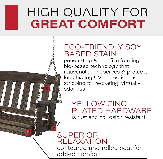 Amish Casual Heavy Duty 800 Lb Mission Treated Porch Swing - Image 3