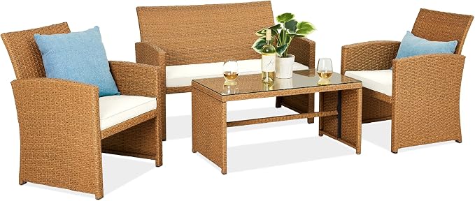 Best Choice Products 4-Piece Outdoor Wicker Patio Conversation Furniture Set by BestChoiceProducts