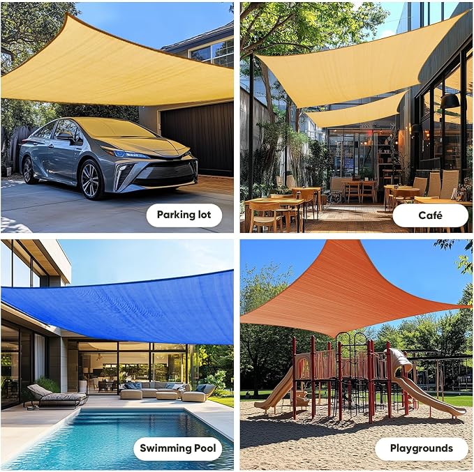 Quictent 24X24FT Large Oversized 185G HDPE Square Sun Shade Sail Canopy 98% UV - Image 3