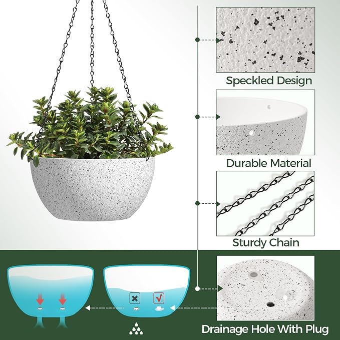T4U 10 Inch Hanging Planters for Indoor Outdoor Plants - Image 6