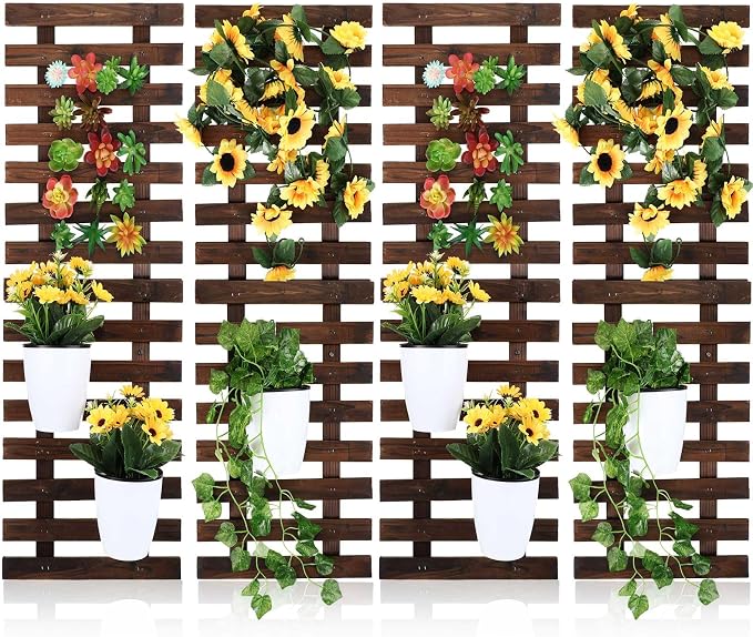 Weysat 4 Pcs Wall Planter Wooden Orchid Hanging Planter by Weysat