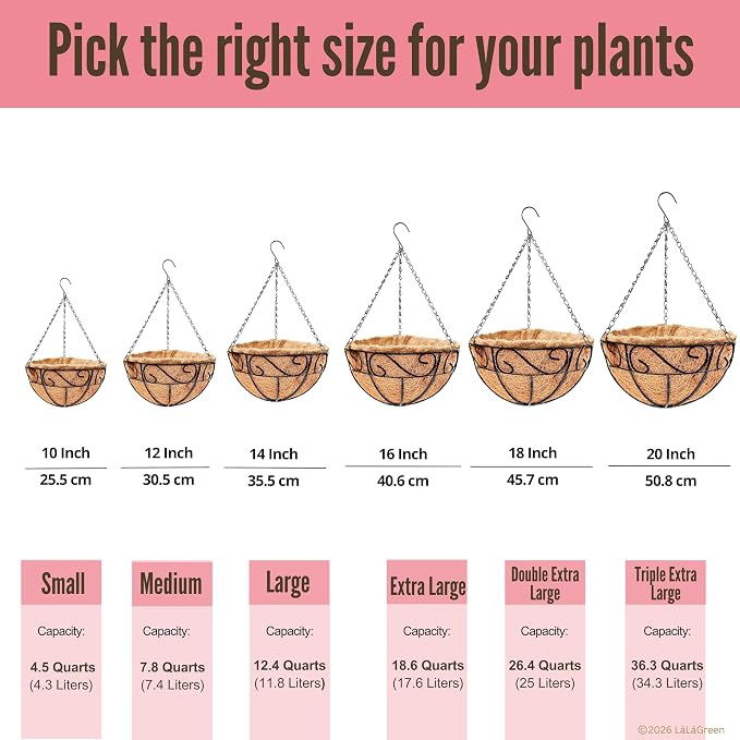LaLaGreen Hanging Planter for Outdoor Plants Black Hanging Baskets - Image 3