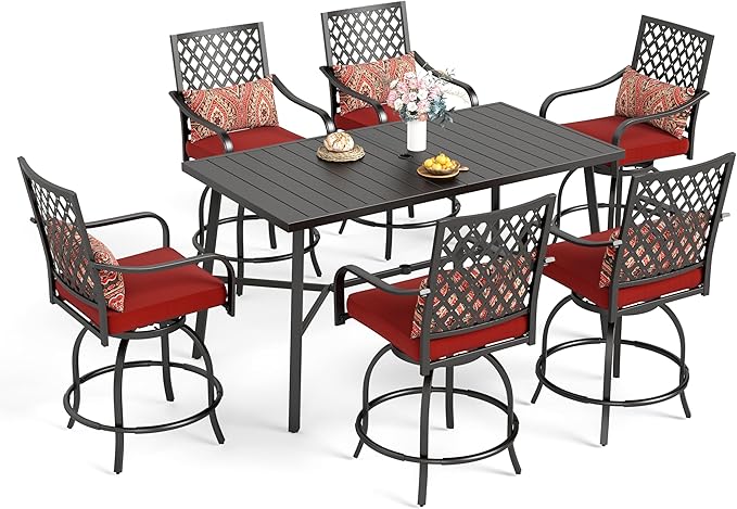 Sophia & William 7-Piece Outdoor Bar Set, Bar Height Patio Table and Chairs by SophiaWilliam