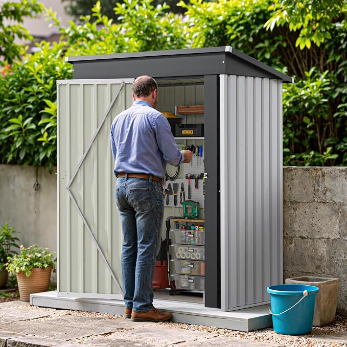 Greesum 5×3 FT Outdoor Storage Shed, Metal Storaged Sheds Without Floor - Image 6
