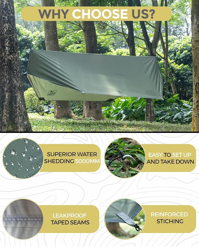 Miztli Camping Hammock with Net and Rain Fly, Portable Lightweight Outdoor - Image 2