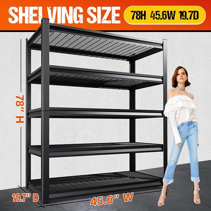 78" H Garage Shelving Heavy Duty Storage Shelves, Adjustable Metal Shelving Unit - Image 3