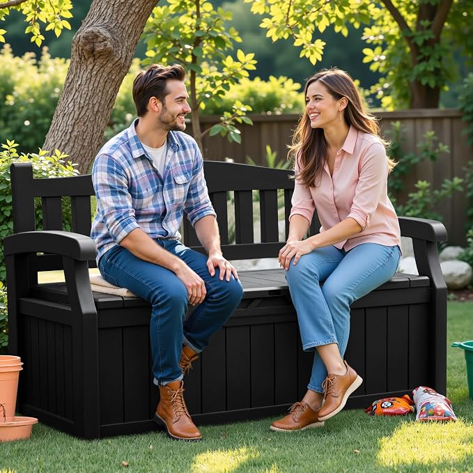 Flamaker 80 Gallon Storage Bench Outdoor Indoor, Durable All-Weather Seating - Image 6