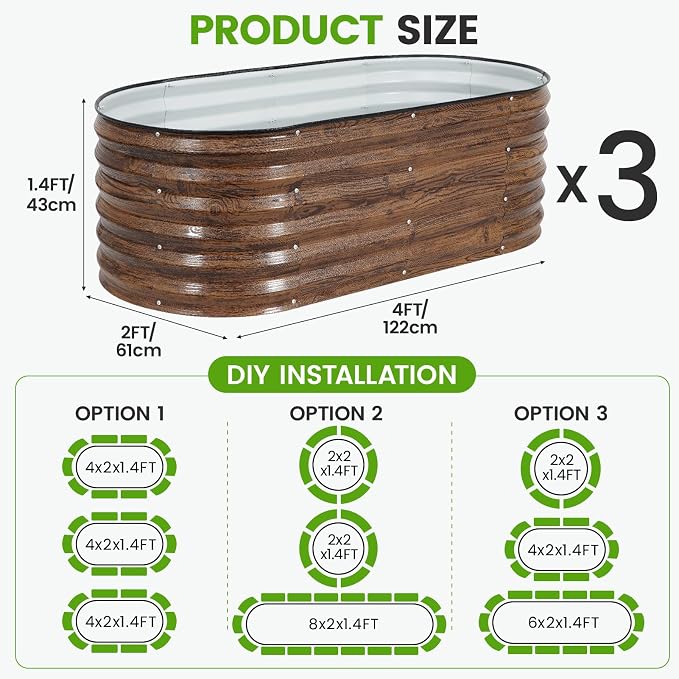 Galvanized Raised Garden Bed Outdoor |17'' Tall Planter Box Outdoor - Image 6