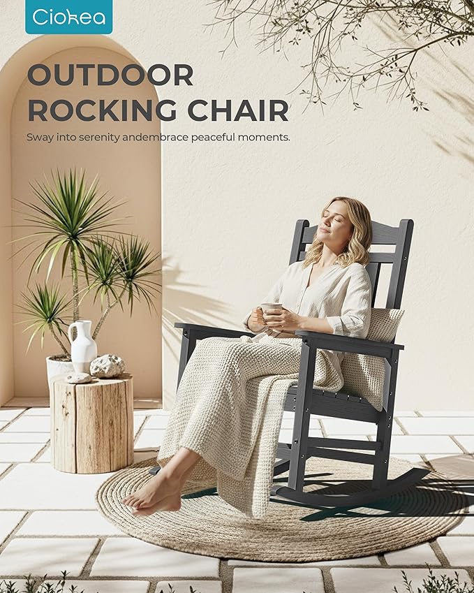 Ciokea Oversized Outdoor Rocking Chairs Set of 3, 380lbs Heavy-Duty Large Patio - Image 8