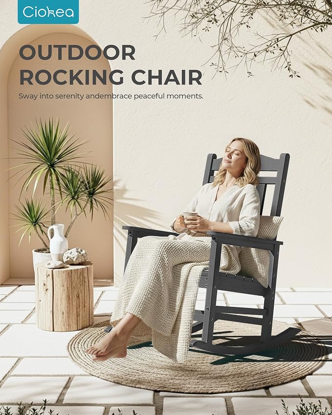 Ciokea Oversized Outdoor Rocking Chair, 380lbs Heavy-Duty Large Patio Rocker - Image 7