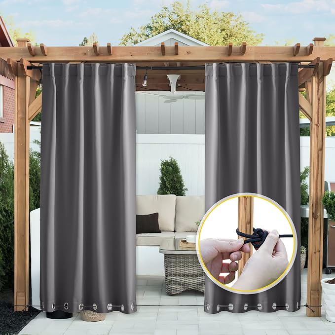 NICETOWN 2 Panels Outdoor Curtains Waterproof Extra Long 108" - Image 9