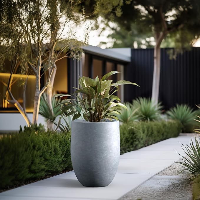 Kante Tall Concrete Planter, 21.7-Inch Height Blue-Gray Large Indoor Outdoor - Image 4